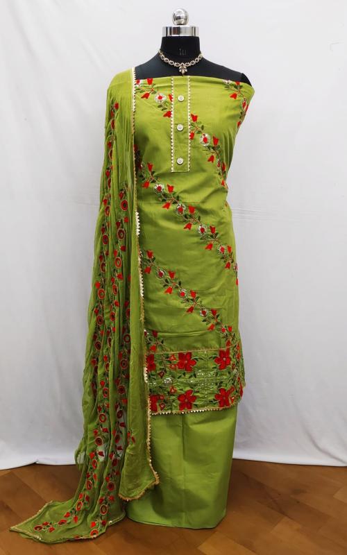 AmpleLuxe Suit for women Aari tari work Best design flower Party wear suit and casual(Green)