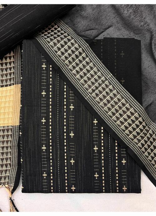 KVSFAB Women's Black Pure South Cotton Woven Unstitched Dress Material