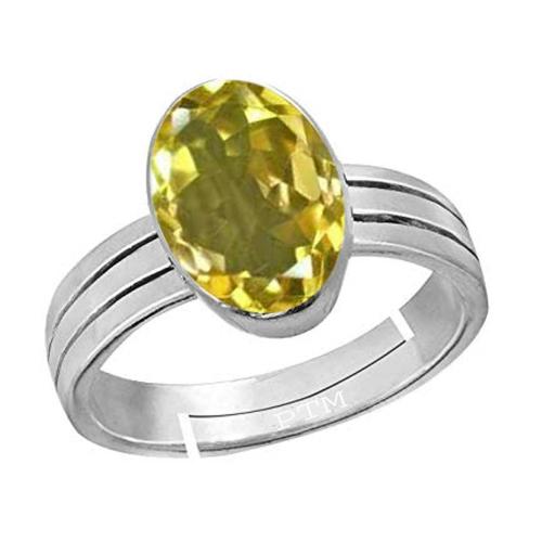 Ptm Natural Citrine 3 Carat Gemstone Pure Sterling Silver Adjustable Ring