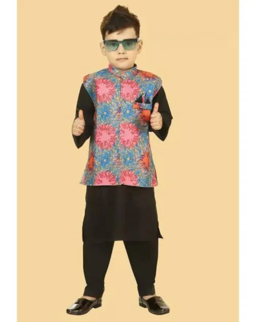 DigiMart Boys Festive & Party Kurta, Waistcoat and Pyjama Set  (White Pack of 1)