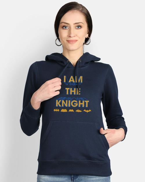 Free Authority Batman Printed Navy Hoodie For Women