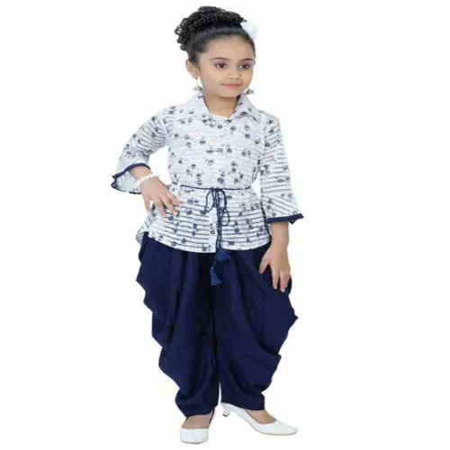 Vivek Girls Blue Festive & Partywear Dhoti & Kurta Set