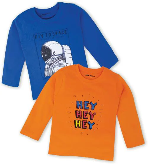 The Boo Boo Club Baby Boy's & Baby Girl's Cotton Full Sleeves Tshirt with Cool Print Pack of 2 kids wear | t shirt for kids | t shirt for boys | t shirt for girls |t shirt | tshirt boys | boys tshirt | boys t tshirts | boys dress | girls t tshirt | tshirt