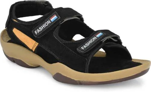 Royal Cruzz Suede Black Velcro Sandals For Men