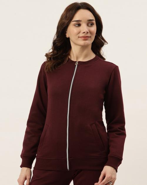 BRINNS Women Plum Fleece Sporty Jacket