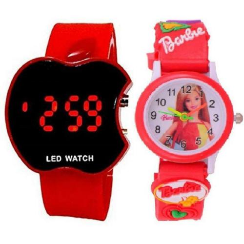WATCHVERSE Analog-Digital Watch - For Boys & Girls Generation Red Analog Barbie + Red Digital Apple Shape Watch For ( Kids ) And Also For Good Gift Watch - For Boys & Girls Watch - For Boys & Girls
