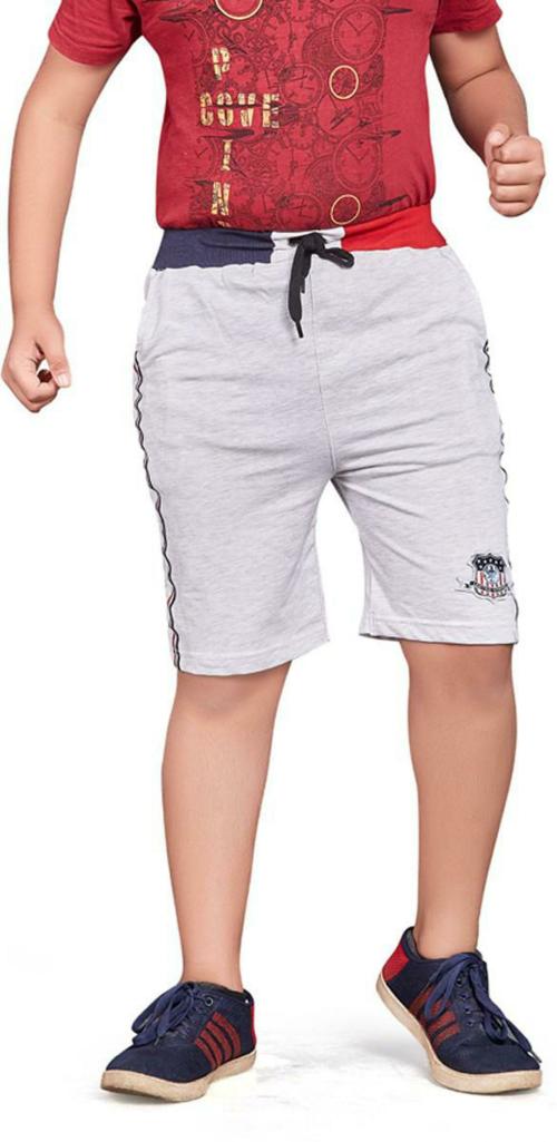 Indian Natures Unisex Grey Solid Cotton Blend Shorts (12-13 Y)