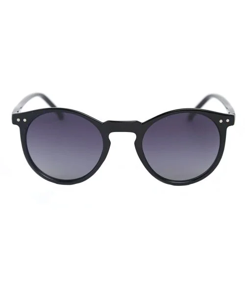 Retro Round Sunglasses for Women, Polarized 100% UV Protected Sunglasses, Goggles, Medium Size, Black Frame with Grey Lens by Micelo Martin, Gifts for her, Wife, Girlfriend, Birthday