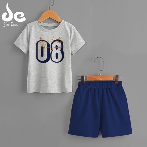 DE TEES BOYS PRINTED HALF SLEEVE TSHIRT AND SHORTS 160GSM