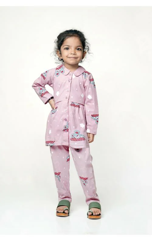 TISTA Kids Printed Night Suit Sleepwear Hosiery Cotton