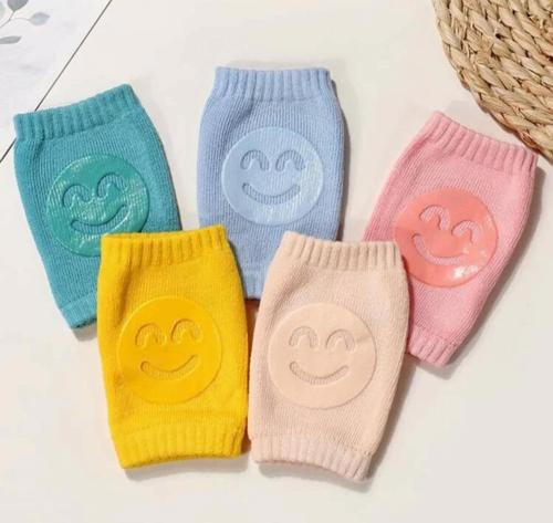 Thank You Mommy Baby Crawling Knee Pads Set Of 5 Pairs | Knee Pads Multicolor Combo Pack, Smiley Shape