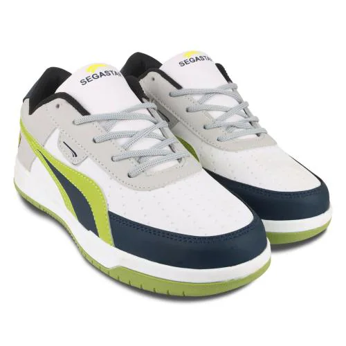 Richale Segastar White blue and parrot green mens Latest Trendy Sports and casual shoes