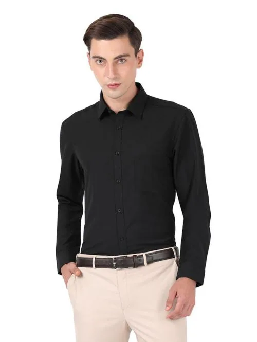 Buy Otto Black Plain Formal Shirt Relax Fit Bipasa_18 Size 38 Online at ...