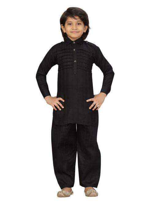 Little Mafia By Aarika Boys Black Color Pathani Kurta Pyjama Set