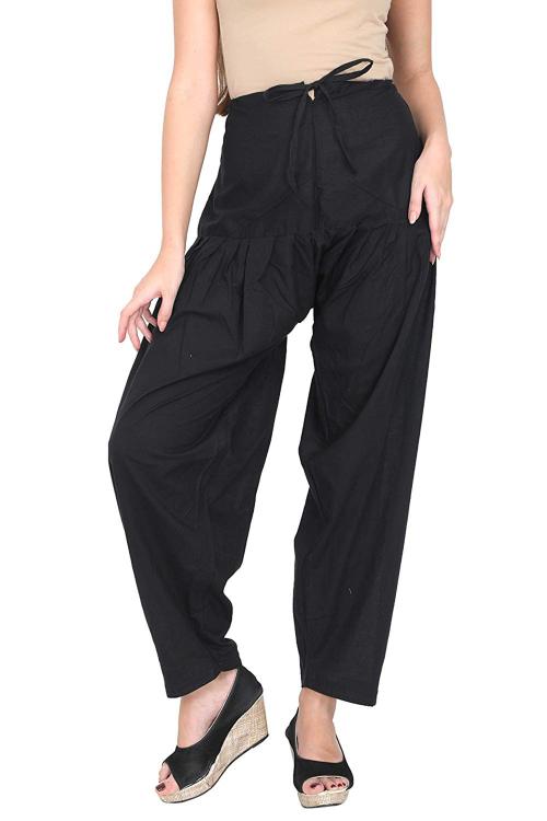 Anaro Black Cotton Patiala Salwar Pant For Women