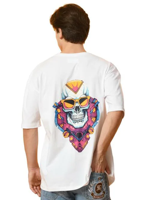 FITINC Oversized Pure Cotton Drop Shoulder T-Shirt with Graphic Print for Men & Boys