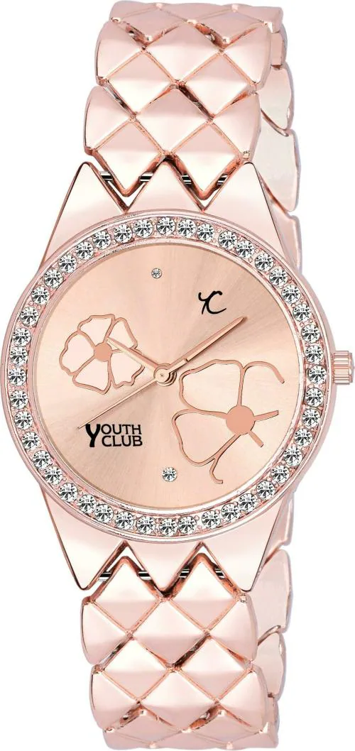 YOUTH CLUB Rose Gold Dial Rose Gold Metal Strap Analog Watch For Women (DM-250CPR)