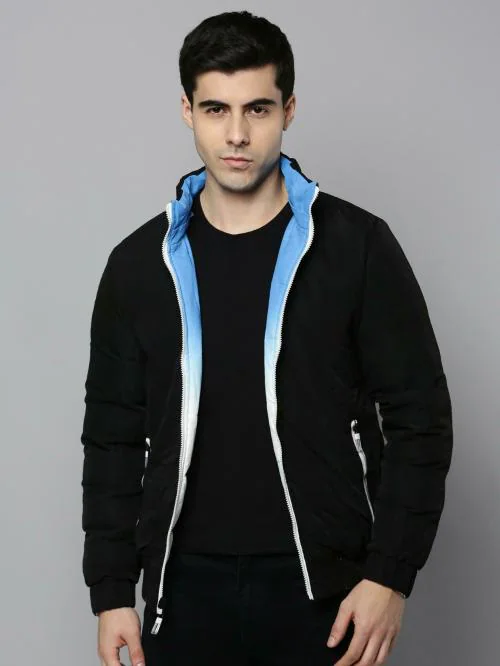 SHOW OFF Men's Blue Colourblocked Quilted Jacket