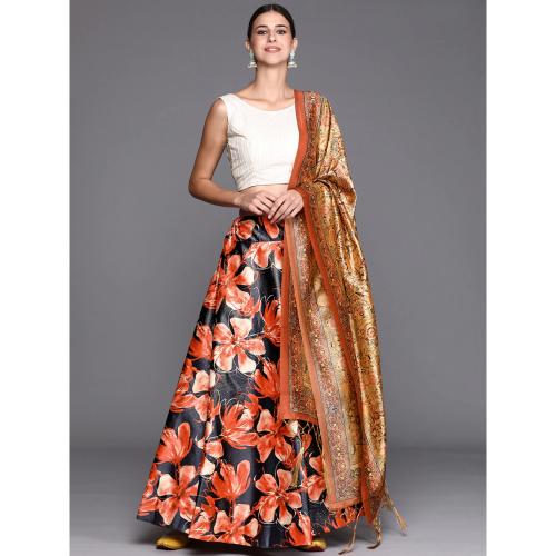 Kahiraa Wholetex Digital Print Ethnic Motif Lehenga Chaniya Choli With Dupatta and Unstitched Blouse For Women and Girls