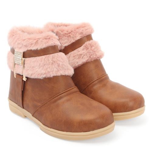 Freeplay Zip Casual Boots For Boys & Girls  (Brown)