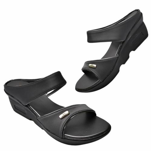 Stepee Casual & Stylish Dark grey Heel Slippers Open Back Slip on Open Toe 2 inch Heel Slipper for Women