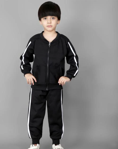 MAYNEISHA Stylish kids Strip Track suit for Boys & Girls | Size-22 (Set) | Black