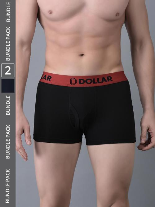 Dollar Bigboss Men's Assorted Pack of 2 Shuffle Intellisoft Cotton Spandex Solid Trunk