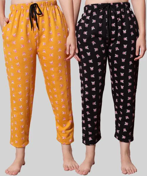 Anixa Women Multicolor10 Cotton Printed Pack of 2 Pyjamas