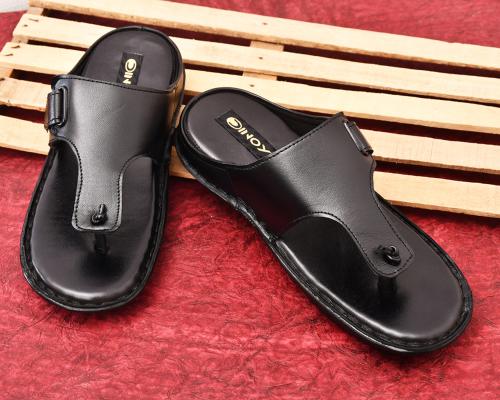 Buy DINOY Genuine Leather Slip On Slippers for Men (Black) Online at ...