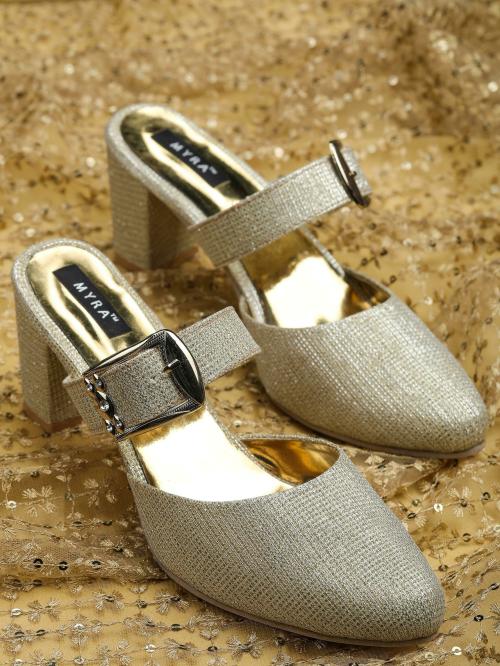 Myra Gold Heels for Women
