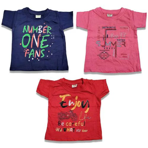 FRANSCART Girls Tshirt | 100% Cotton Regular Fit Tshirt For Baby Girls (Pack Of 3)