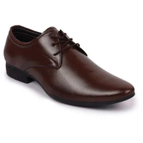 FAUSTO Basics Men Brown Formal Office Lace Up Shoes