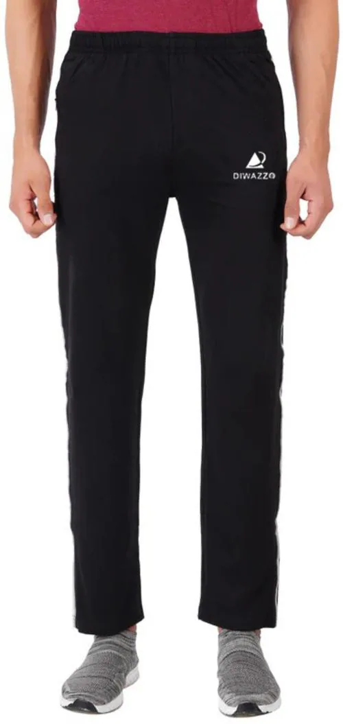 Buy Diwazzo Men Black Solid Pure Cotton Track Pants (L) Online at Best