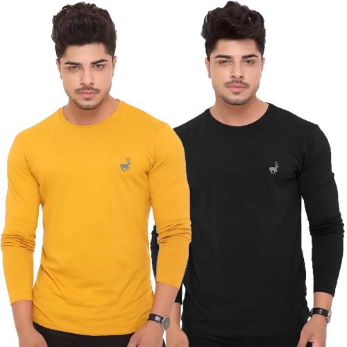 Buy Rock Hudson Men's Round Neck Full Sleeve Pack Off 2 TshirtYellowBlack Online at Best