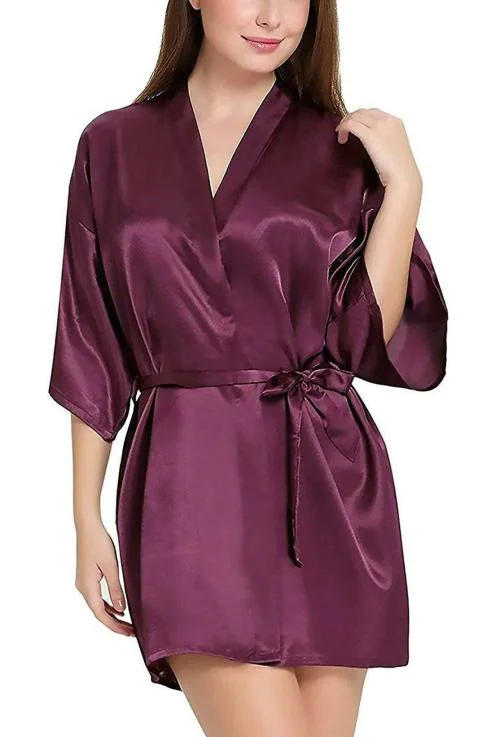 Buy GC GLORIOUS CHOICE Women's Satin Babydoll Kimono Nightwear Robe ...