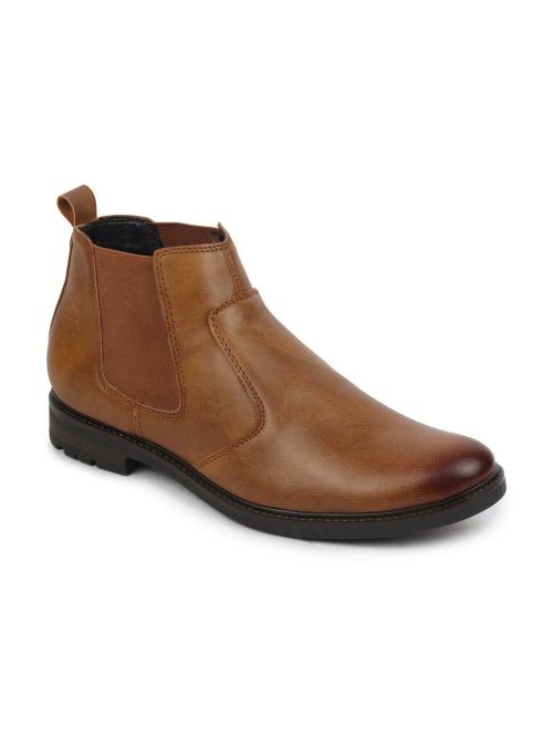 FAUSTO Men's Tan Chelsea Slip On Boots