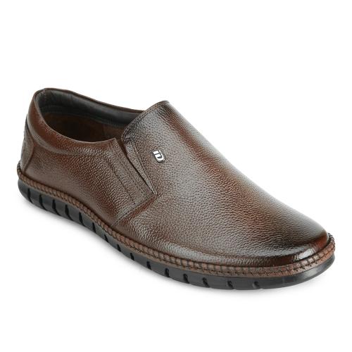 ID Men's Brown Slip-On Leather Formal Shoes