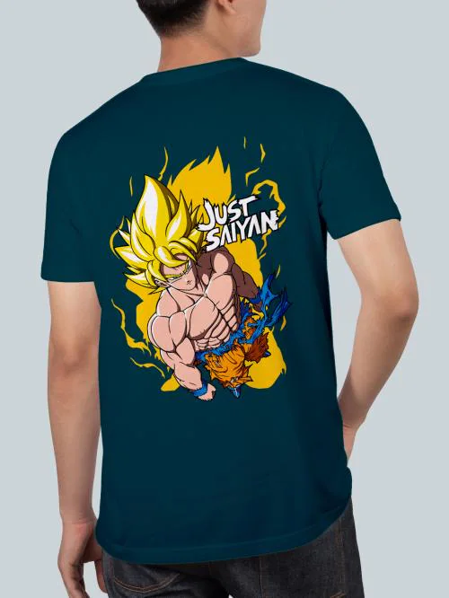 BLISSINK GOKU Dragon ball Z Front And Back Printed Airforce Cotton Tshirt for Men
