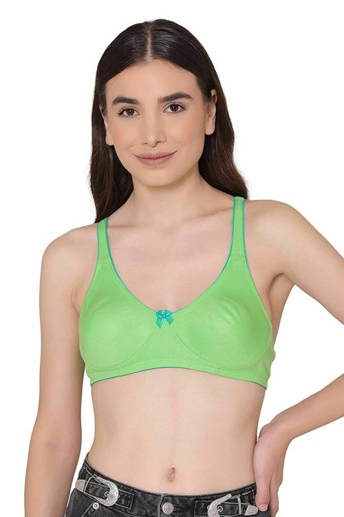 Buy Bodyshell Green Solid Pure Cotton Non Padded Bra 34 Online at