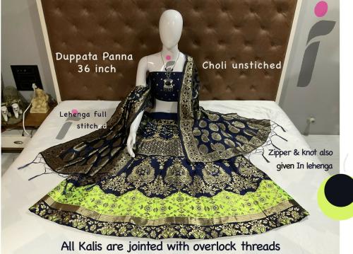 Fabcartz Women Light Green, Blue Lehenga Choli