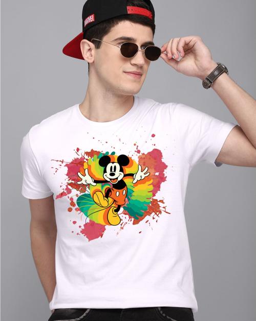 Young Men Mickey & Friends Printed White Tshirt