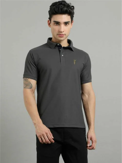 Stellers Men's Regular Fit Polo T-Shirt Dark Grey