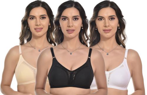 FIMS - Fashion is my style Women Multicolor Solid Cotton Blend Pack of 3 Bra