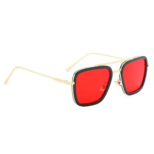 Tony Stark Iron Man Avengers Infinity War Men's Sunglasses/Spectacle Frames (Golden-Red)