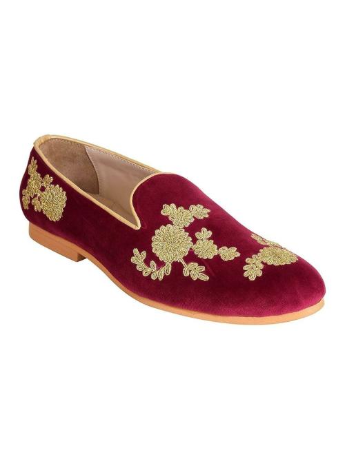 TANNY SHOES Men's Maroon Ethnic Shoe