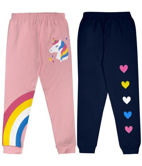 PLOKU Track Pant For Girls Rainbow print (Multicolor, Pack of 2)