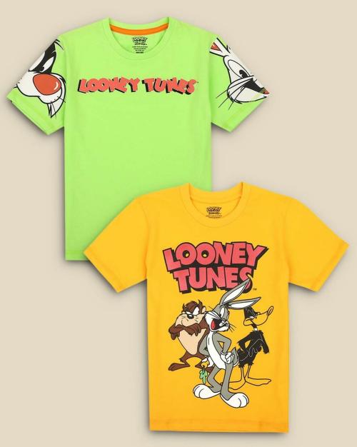 Kidsville Kids Boys Looney Tunes Printed Multi Coloured Pack Of 2 Tshirt