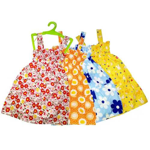 TVESA Baby Girl JHABLA Frock Cotton Printed Kids Dress Combo Pack of 4