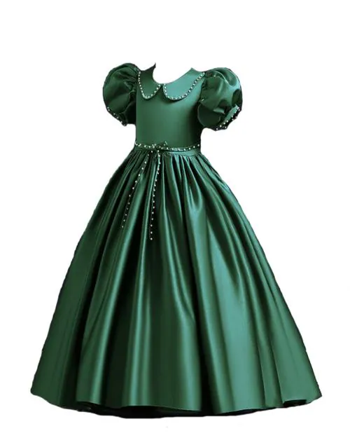 R Cube Girls Midi/Knee Length Festive/Wedding Bottle Green Dress