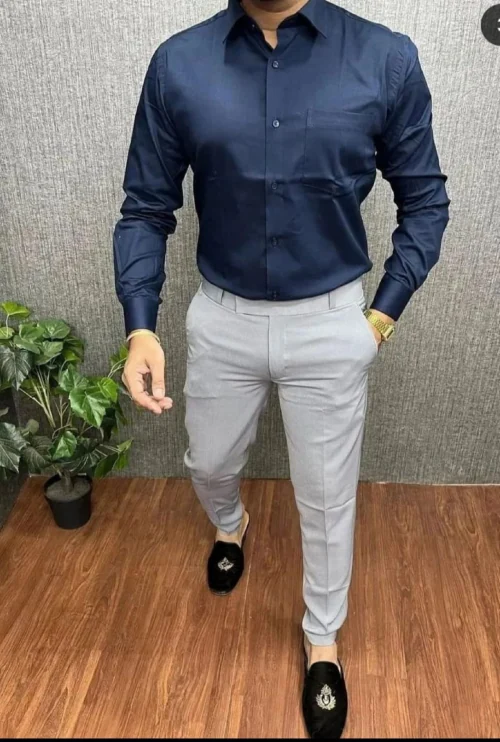 NIVERA FASHION Double Twill Lycra Shirt & 100% King Roma Stretchable Fabric Pant||Shirt Size-M|Trouser size-30||